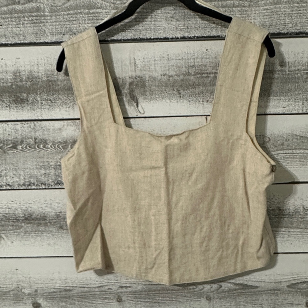Umgee Cream Linen Tank Top